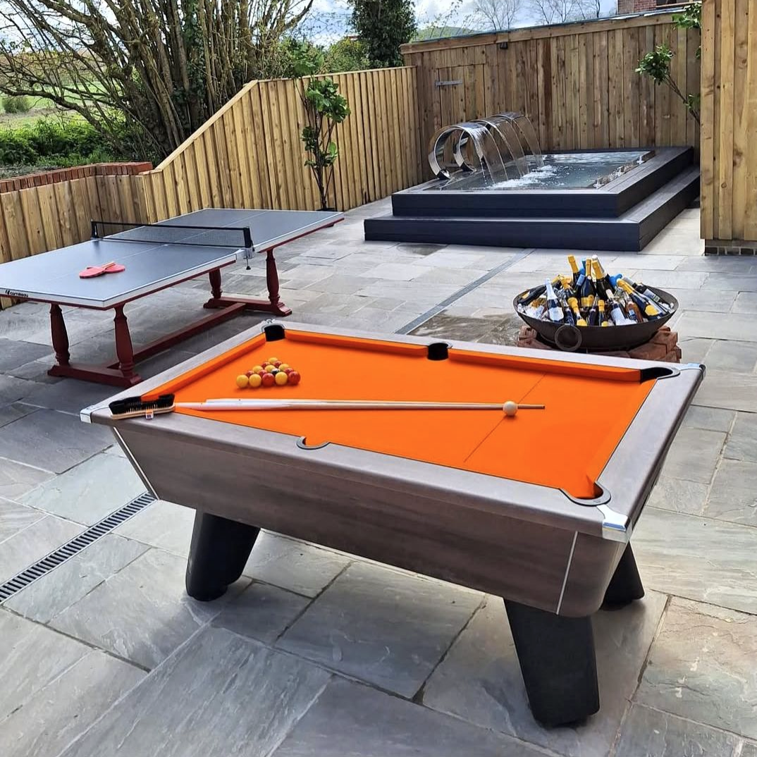 Cry Wolf Slate Bed Outdoor Pool Table – Dark Walnut