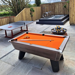 Cry Wolf Slate Bed Outdoor Pool Table – Dark Walnut