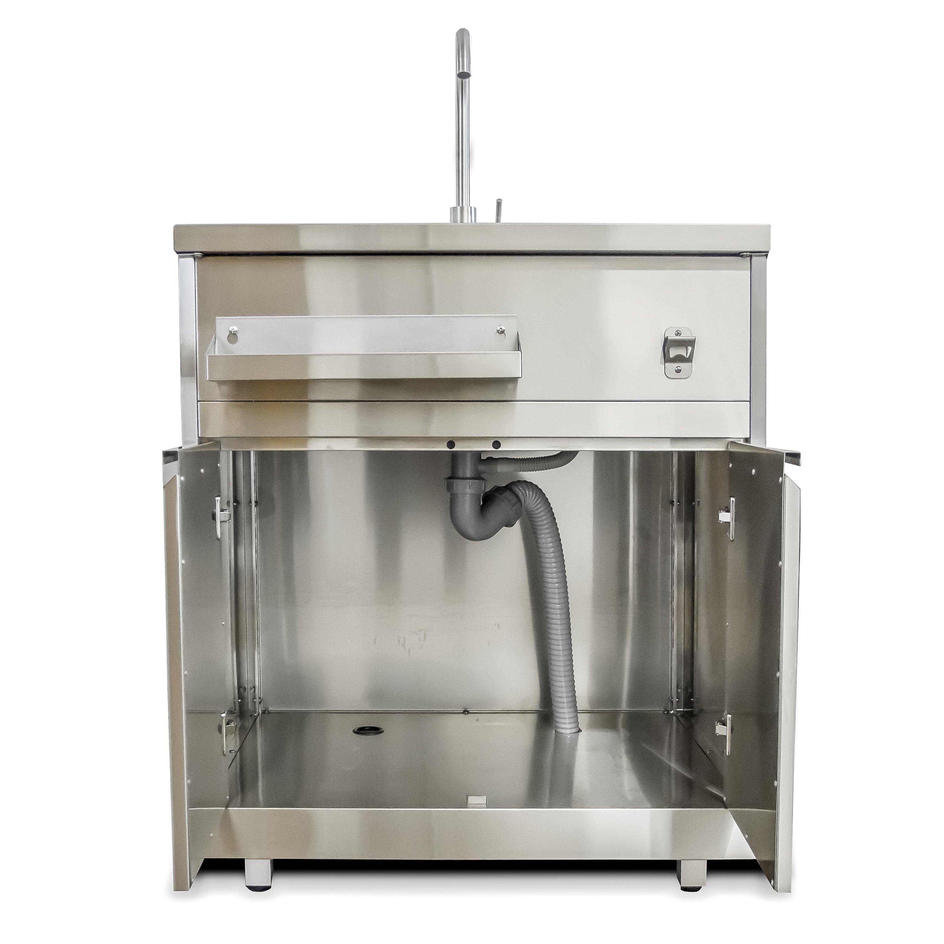 Luxe Outdoor Premium Outdoor Garden Kitchen | 6 Piece | Fully S304 Stainless Steel | Sink, Barbecue, Pizza Oven, Burner & Appliance Cabinet | - Luxe Outdoor