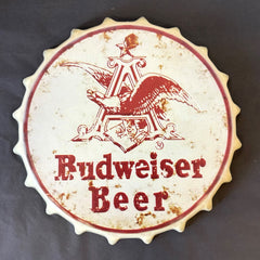 Budweiser White Vintage Metal Bottle Top - 30cm