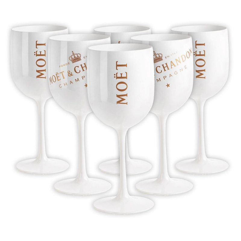 Moet & Chandon Ice Imperial White Acrylic Champagne Glasses - Set of 6 Glasses - Luxe Outdoor