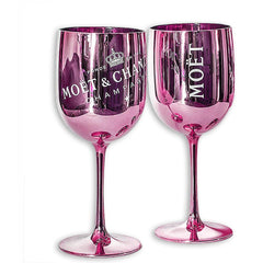 Moet & Chandon Pink Ice Imperial Acrylic Champagne Glasses with Coasters - Set of 2 Glasses - Luxe Outdoor