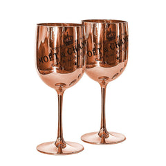 Moet & Chandon Rose Gold Ice Imperial Acrylic Champagne Glasses with Coasters - Set of 2 Glasses - Luxe Outdoor