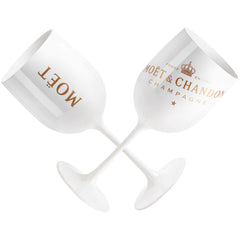 Moet & Chandon Ice Imperial Champagne Acrylic Glass Pair with Paper Coasters - Set of 2 Glasses - Luxe Outdoor