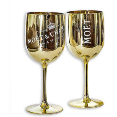 Moet & Chandon Gold Ice Imperial Acrylic Champagne Glasses with Coasters - Set of 2 Glasses - Luxe Outdoor