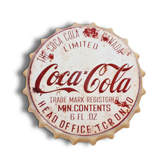 Coca Cola White Metal Bottle Top - 30cm - Luxe Outdoor