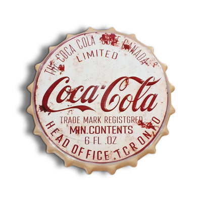Coca Cola White Metal Bottle Top - 30cm - Luxe Outdoor